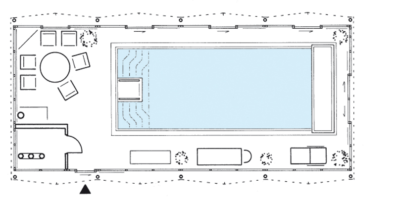 Grundriss einer Schwimmhalle