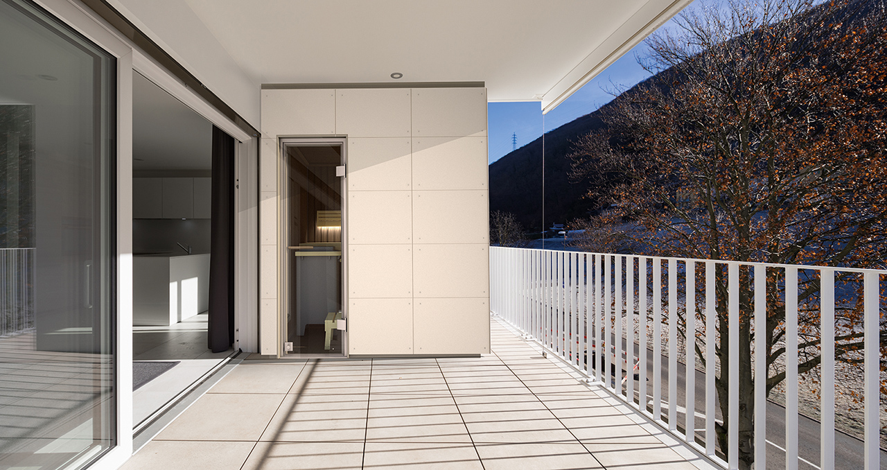 Modern house terrace with railing