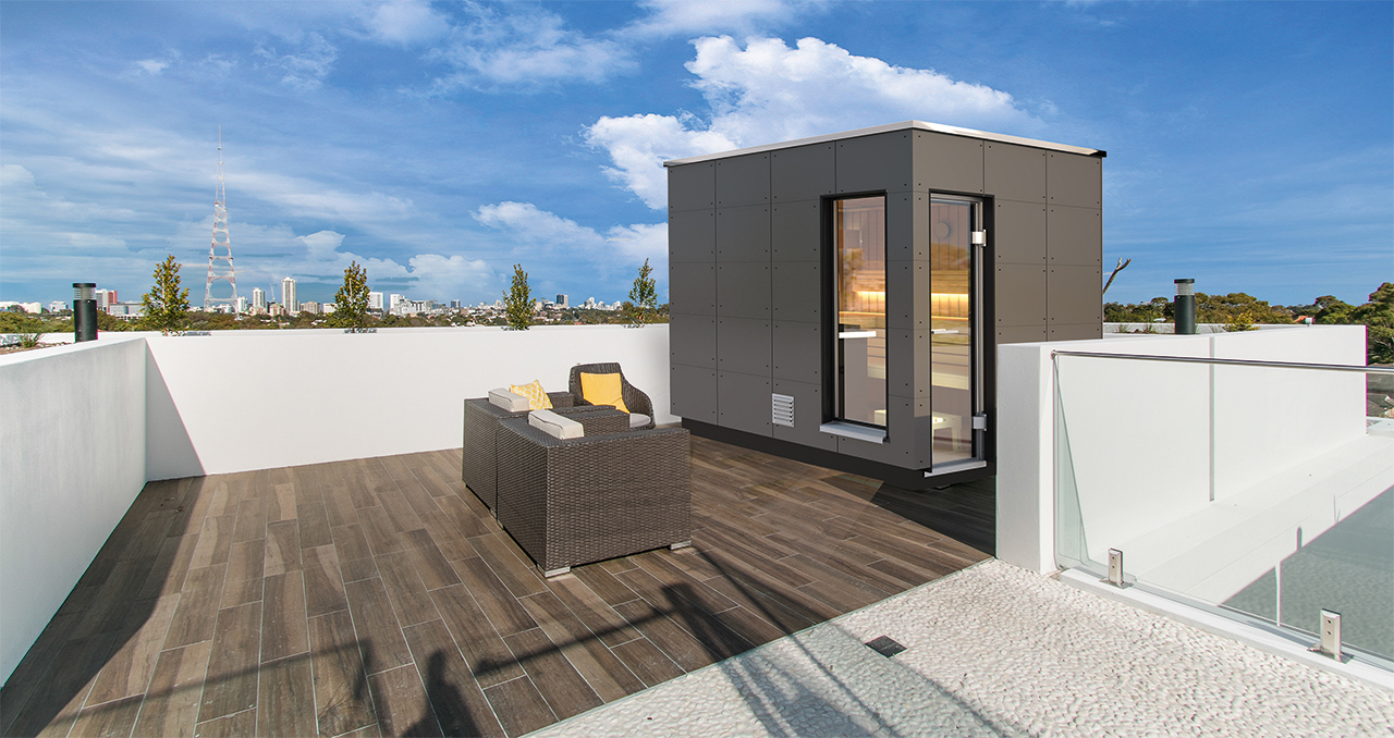 Outdoor terrace on the roof with garden furniture