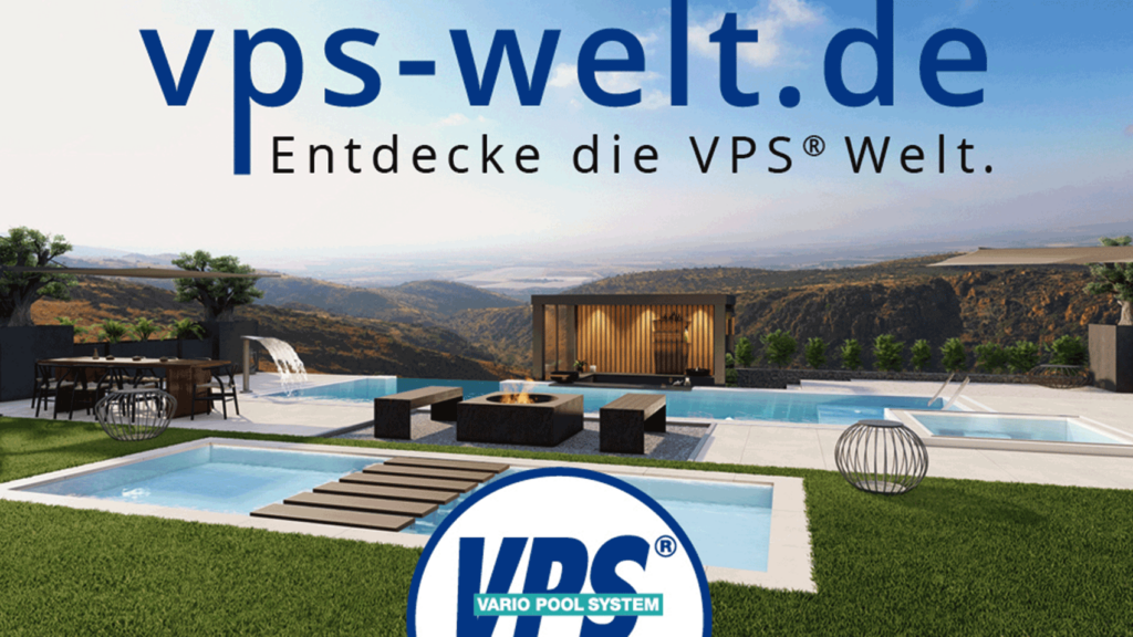 Poolanlage mit mehreren Becken vor landschaftlicher Kulisse. Die VPS-Welt entdecken.