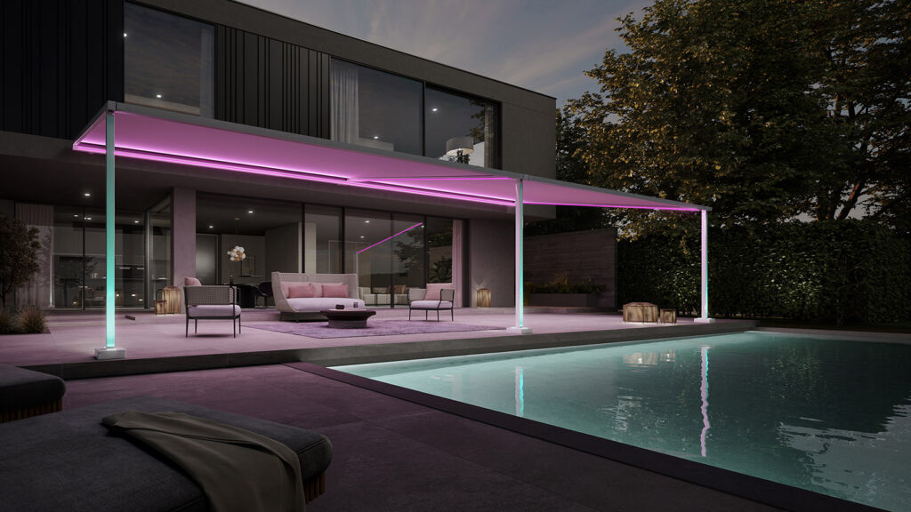 markilux Markise mit farbigem Lichtspiel