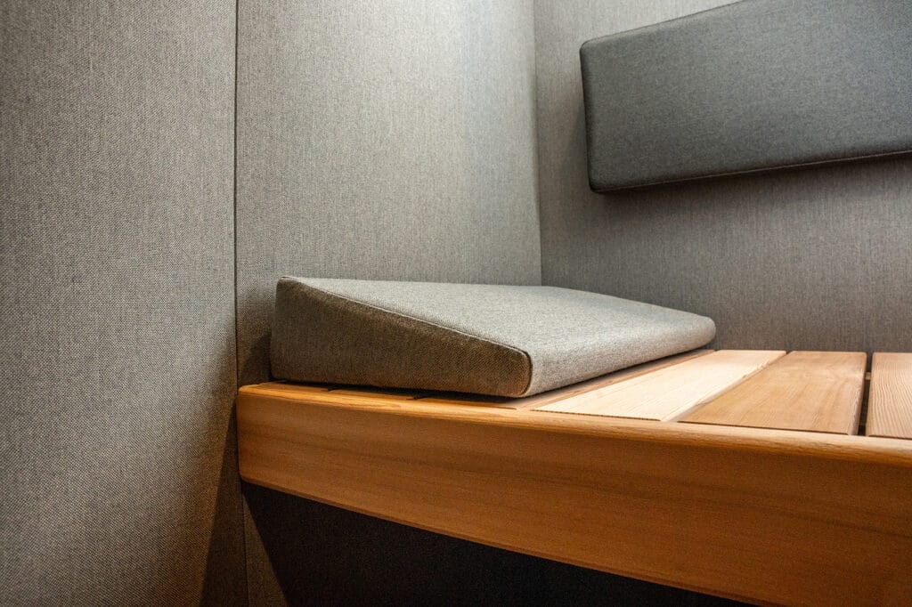 Sauna aus Stoff von innen grau